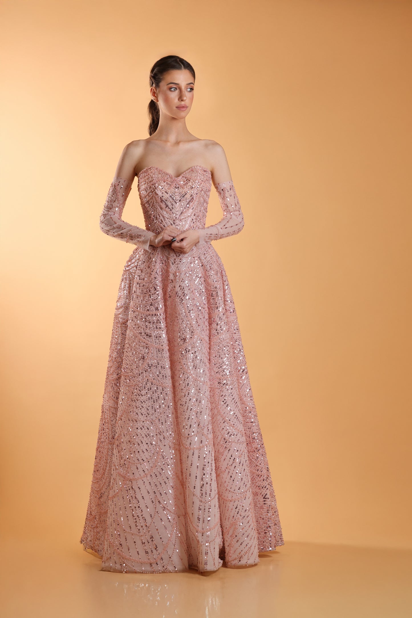 Luxury-24 Pink Beaded Gown