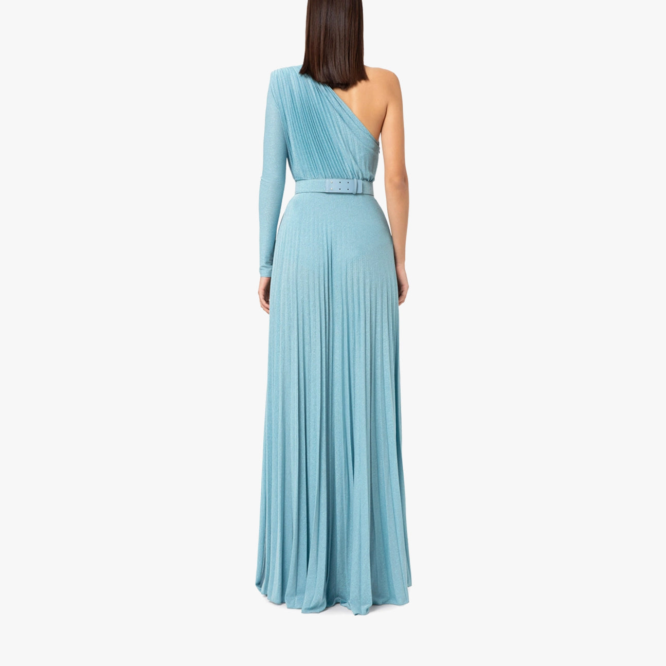 Elisabetta Franchi One-shoulder red carpet dress with belt