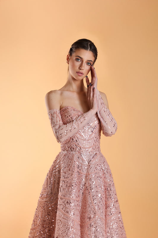 Luxury-24 Pink Beaded Gown