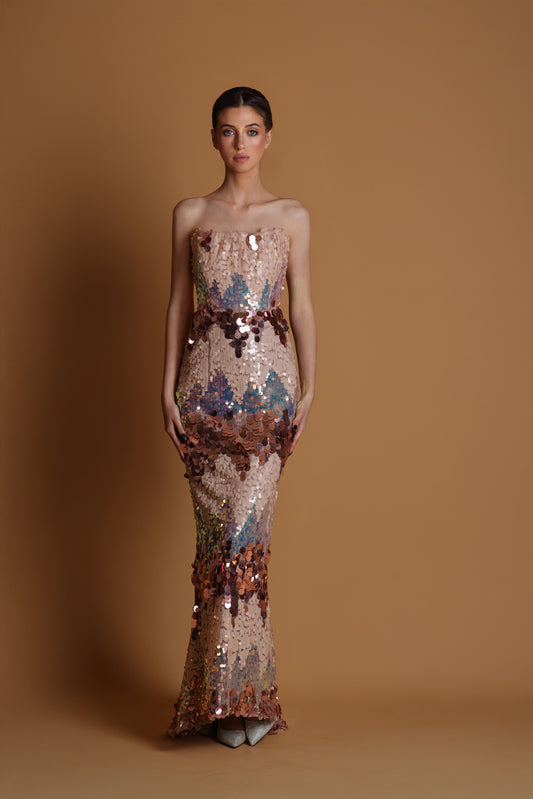 Bronx and Banco Farah Strapless Blush Gown