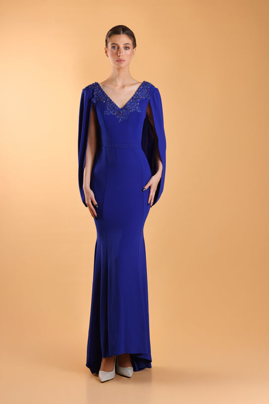 Chantal Azzi Royal Blue Cape Gown